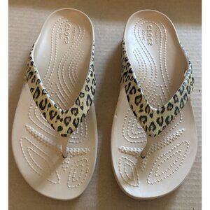 Crocs Kadee II Leopard Flip Flop Sandals Women's Sz 7